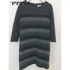 ◇ SOUP スープ バックジップ ボーダー 切替 長袖 膝丈 ワンピース サイズ9 グレー ブラック レディース  【中古】 【1201310000530】のサムネイル