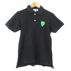 良品 PLAY COMME des GARCONS プレイコムデギャルソン グリーンハート 半袖 ポロシャツ カットソー Mサイズ ブラック レディース 古着 中古 USED