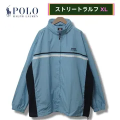 美品 チャップス ラルフローレン ナイロンジャケット XL ブルー 90s ヴィンテージ Vintage CHAPS RALPH LAUREN オーバーサイズ ビックシルエット ゆるだぼ ストリート Y2K ロゴ刺繍 水色×ネイビーテック 古着 D218