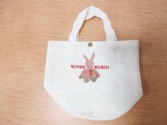wonderful world ワンダフルワールド ミニトートバッグ うさぎ 刺繍 ホワイト系