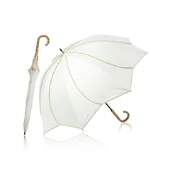 KIZAWA 日傘 uvカット 100 遮光 長傘 花びら 深張り 完全遮光 日傘兼用雨傘 レディース 5級撥水 軽量 晴雨兼用 遮熱 丈夫 かわいい 母の日 プレゼント バンブー 持ち手 親骨50cm (オフ×ベージュ) 0