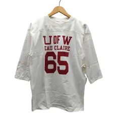 チャンピオン Champion 復刻 バータグ ナンバリング 65 カレッジ プリント ラガーシャツ ロンT 七分丈 袖目付き メンズ import：M 