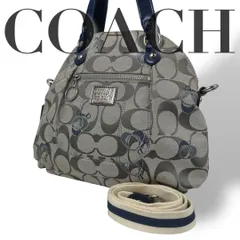 良品 4934 COACH コーチ 2way トートバッグポピー シルバーブルー