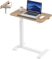 KOWO【電動昇降式】【天板傾斜可能】 コの字型 キャスター付き サイドテーブル 幅70Cｍ×奥行40Cｍ ソファー/ベッド横/庭 無段階高さ調整 木目調