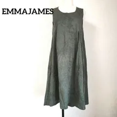 EMMAJAMES 花柄 刺繍 ノースリー ワンピース ロング グリーン Mサイズ ポケット