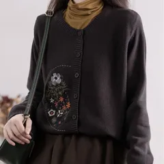 カーディガン  刺繍 セーター  花柄 ニット レディース トップス 長袖 ファッション カジュアルセーター ロングセーター コート 羽織りhuanyi25