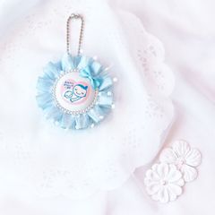 ハンドメイド　両面マタニティマーク　チュールロゼット　パステルブルー　完成品