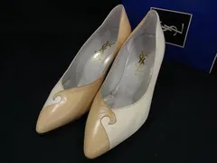 ■美品■ YVESSAINTLAURENT イヴサンローラン 2902 レザー ヒール パンプス サイズ36 (約23.0cm) 靴 シューズ ベージュ系 DI0289