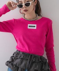 夢展望公式 [新品未使用] 背あきカップ付きカラーロンＴ [ピンク] 他カラー別ページ有 bohmal カットソートップス カットソートップス・Ｔシャツ（長袖） 535791-02