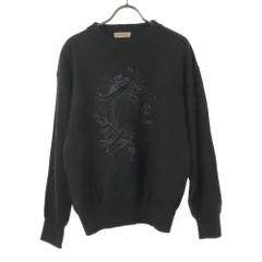 ランセル 日本製 ウール100% 長袖 セーター L ブラック LANCEL ニット オールド メンズ