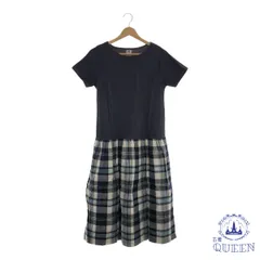 【訳アリ】 ワンピース ひざ丈 半袖 チェック カジュアル レディース ネイビー 901-2095 送料無料 古着