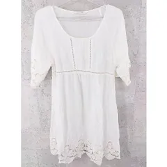 ◇ URBAN RESEARCH Sonny Label サニーレーベル  カットワーク レース 五分袖 膝丈 ワンピース F ホワイト レディース  【中古】 【1002797016621】