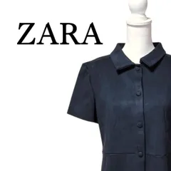 ZARA ザラ スエード調 半袖 ミニ ワンピース ブラック USA Lサイズ 春 夏 秋