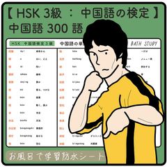HSK３級 /中国語の検定 中国語の単語 ３００語 お風呂で学習防水シート