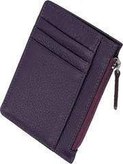 Four leaf コンパクトx収納力 薄型 財布 小銭入れ付き カードケース フラグメントケース ミニ財布 ウォレット 小さい財布 薄い 本革 牛革 ６枚収納(パープル)