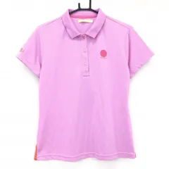 【新品】ビバハート 半袖ポロシャツ ピンク×オレンジ 地模様 襟裏ボーダー 吸水速乾 レディース 44(XL) ゴルフウェア VIVA HEART