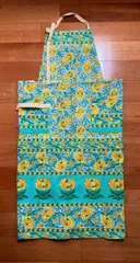 【A-2】AVS商品　インド綿ブロックプリントエプロン②（イエローグリーン系）