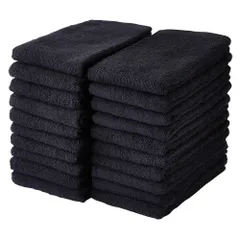 【人気商品】約34×80cm (ブラック) フェイスタオル同色20枚セット GamachaTowel