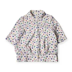 pierre cardin ピエールカルダン 総柄 5分袖 シャツ ブラウス 40/ホワイト レディース