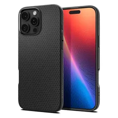 【17年社歴の技術力】Spigen iPhone 16 Pro ケース 米軍MIL規格 ストラップホール マット TPU バンパー 耐衝撃 リキッド・エア ACS08117 (マット・ブラック) 1