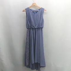 ◇ ⊂ アサクラ バックボタン レース 透け感 フォーマル ノースリーブ ロング ワンピース サイズ38 パープル レディース E  【1504240022826】