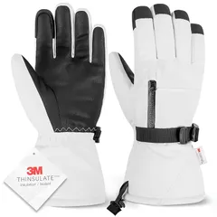 [unifun] スノボ グローブ スノーボード スキー 手袋 3Mシンサレート 防寒手袋 裏起毛 保温 防風 防水 透湿 滑り止め付き 通気性 スマホ対応 5本指タイプ 雪遊び 除雪 登山 作業 メンズ レディース (XL, ホワイト)