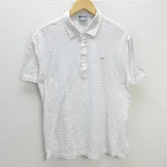 Q■銀ワニ 日本製■ラコステ/LACOSTEボーダー半袖ポロシャツ【 4 】MENS/99【中古】