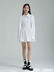 ショルダースカラップフリルシャツミニワンピース - メルカリ