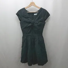 ◇ ⊂ Lily Brown リリーブラウン 無地 ノースリーブ ミニ丈 前ねじりコンビネゾンドレス サイズ1 ブラック系 レディース E  【1507030000516】