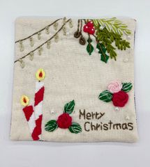 クリスマス刺繍コースター