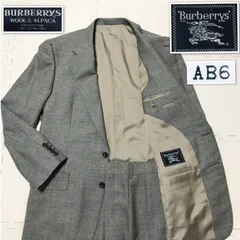 ■極美品■希少ウール&アルパカ■Burberrys バーバリー　シングルスーツ上下セットアップ　AB6(サイズMB～L相当)  日本製　グレー　2つボタン　三陽商会　裏地あり　メンズ