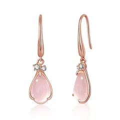 【数量限定】妻 母 彼女 上品 お洒落 誕生日 オパール 揺れる フックピアス 30代 金属アレルギー対応 ピンクトルマリン 10月誕生石 40代 18金 人気 レディース 50代 ピアス ローズクォーツ FH.bird