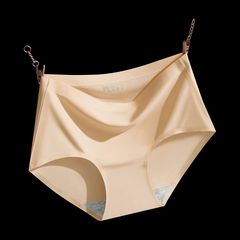 シームレス ショーツ ベージュ肌色 綿3L下着レディース女性用 無地柔らか食い込まないお尻ひびかないラインが出ない締め付けない かわいいシルク風生地ナイロン極薄セクシーパンティー綿100%コットンサテン光沢ツルツルMLXLXXL大きいサイズ★4