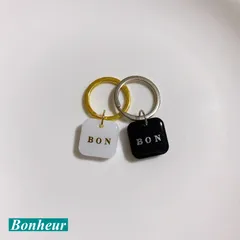 名入れ　ミニスクエアチャーム　モノトーン　キーホルダー　キーリング