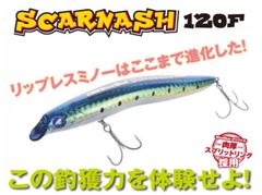 スカーナッシュ120F　　リップレスミノーはここまで進化した！この釣獲力を体験せよ！　【ブルーブルー】