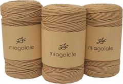 miagolale マクラメ ロープ コットン コード 編み紐 DIY 直径３mm 200m巻 ジュートベージュx3巻( ジュートベージュ3巻,  Medium)