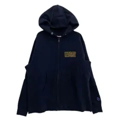 STANDARD CALIFORNIA スタンダードカリフォルニア ワンポイント シールド ロゴ スウェット フーディー ジップ アップ パーカー ダークネイビー系 M【中古】
