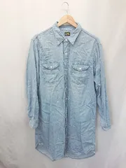◇ Θ Lee リー ロング丈 デニム調 長袖 シャツ サイズF サックスブルー レディース E  【1506180013438】