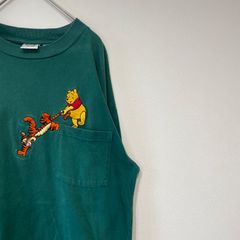 90s ディズニー　プーさん　ティガー　刺繍　ロンT ポケT 90s