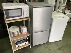 ● 家電７点セット、冷蔵庫、洗濯機、電子レンジ、炊飯器、電気ケトル、オーブントースター、レンジ台、東京都下、送料込み