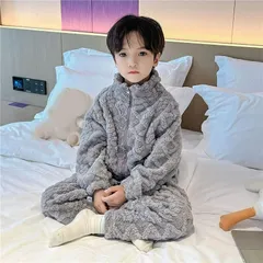 パジャマ ルームウェア キッズ 子ども 上下セット 部屋着 寝巻き 子供 厚手 防寒 ふわふわ もこもこ セットアップ あったか 男の子 女の子 suoyu01
