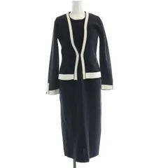 ボールジー BALLSEY トゥモローランド セットアップ カーディガン ワンピース ひざ丈 ニット 長袖 F 紺 ネイビー 白 ホワイト 11-06-81-06002 /RO