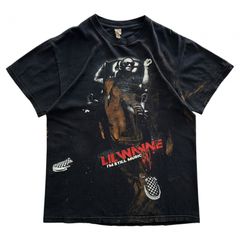 M 一点物 リルウェイン 2011 ツアー ヒップホップ Tシャツ ラップ ミュージック ブリーチ フェード ダメージ ボロ  バックプリント コットン ブラック