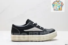 リック オウェンズ / RICK OWENS Hollywood 小牛皮 丸頭 靴紐付き ロートップスケートシューズ-WTO輸入1-KF20
