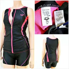 ME1-763☆arenaアリーナ 競泳水着 FLA-5730W 大きいOサイズ フロントチャック セパレート セットアップ レディース 練習用水着 フィットネスジムプール ワンピース▲