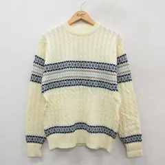 M/古着 マックレガー 長袖 ケーブル セーター メンズ 80s アクリル クルーネック 生成り他 25oct10 中古 ニット トップス