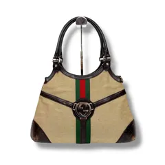 GUCCI グッチ 114875 シェリーライン インターロッキングG ハンドバッグ　ブラウン　ベージュ　GG