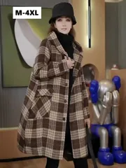クーポンで10%OFF★ ロングコート レディース チェック柄コート 裏起毛 厚手コート 大きいサイズ フード付き 厚手 ロングコート レディース アウター コート 秋冬物 冬物 冬服 ロング 長袖 きれいめ 通勤 LCFA046(2色M-4XL)