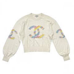 シャネル ニット レディース トップス アパレル ココマーク 服 セーター CHANEL P60510K46043 ホワイト 白 ピンク    秋 冬【中古品】