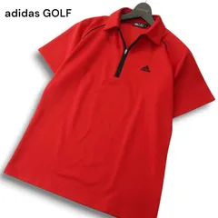 adidas GOLF アディダス ゴルフ 春夏 ロゴ刺繍★ ハーフジップ 半袖 ポロシャツ Sz.M メンズ 赤
